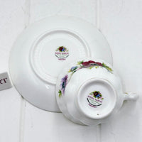 Royal Albert Flower of the Month March Anemones teacup and saucer backstamp, made in England
