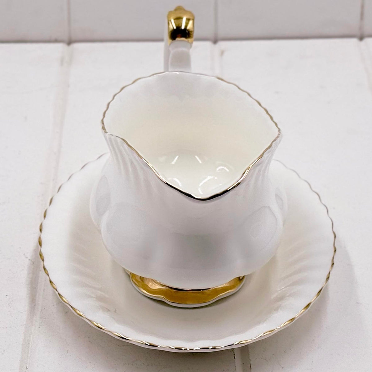 Royal Albert Val D’Or Gravy Boat & Stand — Second Quality, Vintage Bone China, Made in England