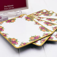 Royal Albert Old Country Roses Table Mats — Set of 6, Fine Melamine, Boxed, Made in England