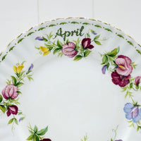 Royal Albert Flower of the Month April — Sweet Pea Dessert Plate, 21cm, Vintage Bone China, Made in England