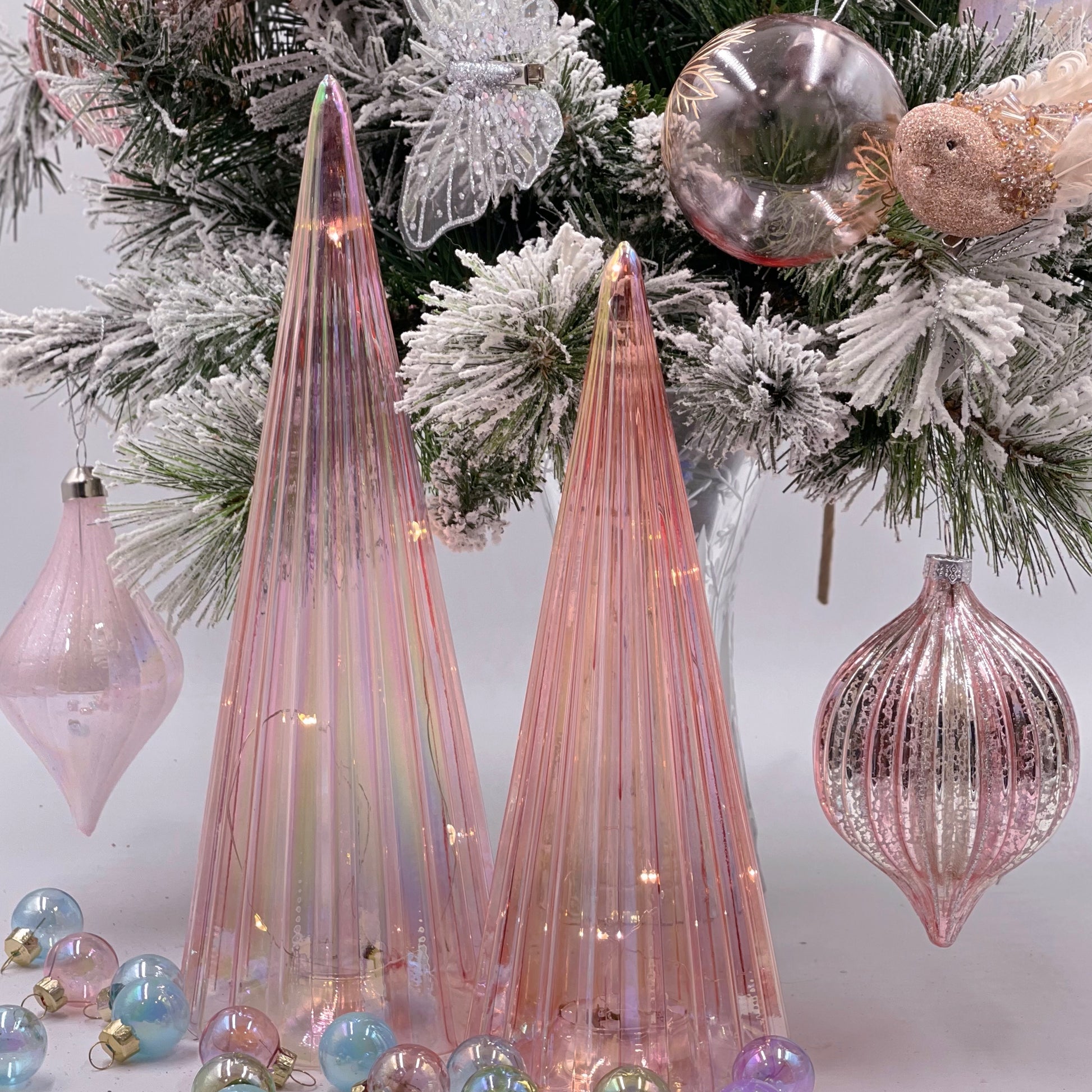 Pink Ribbed Drop Bauble