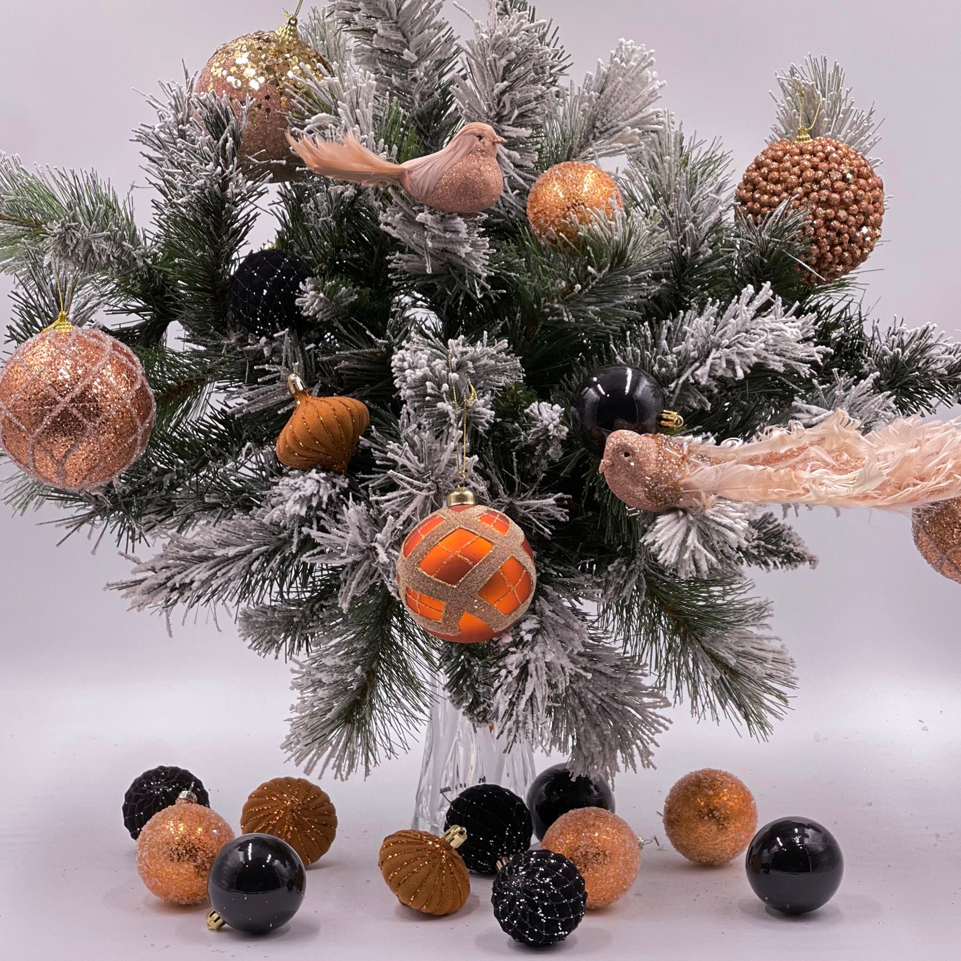 Black And Copper Baubles (Set/16)