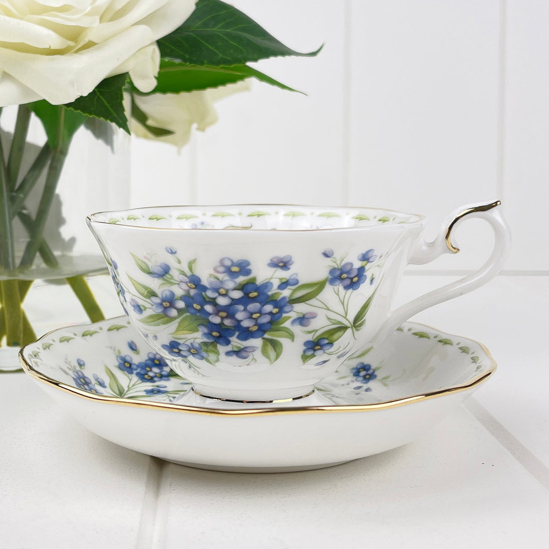 Royal Albert Flower of the Month - July Forget-Me-Not Breakfast Cup Duo