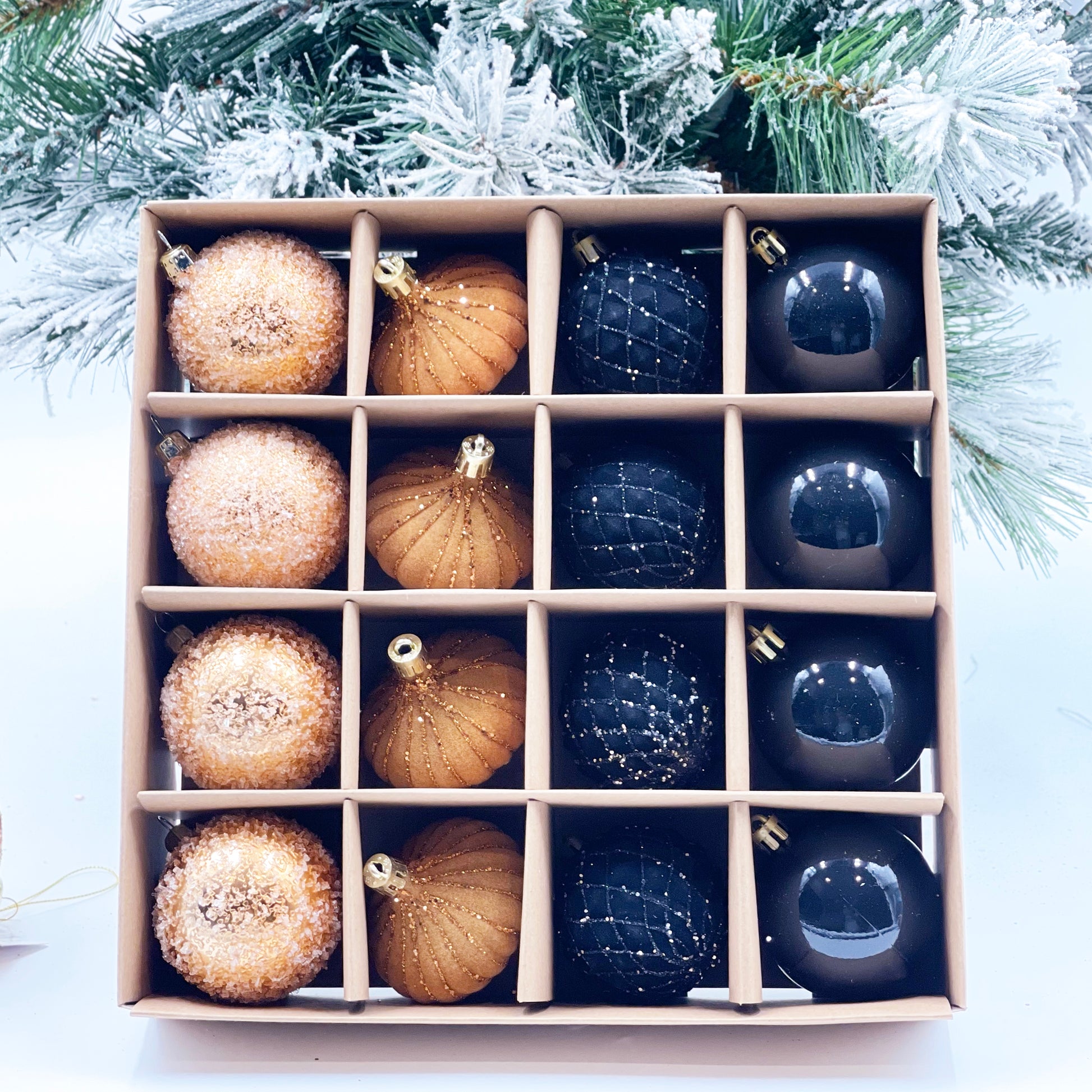 Black And Copper Baubles (Set/16)