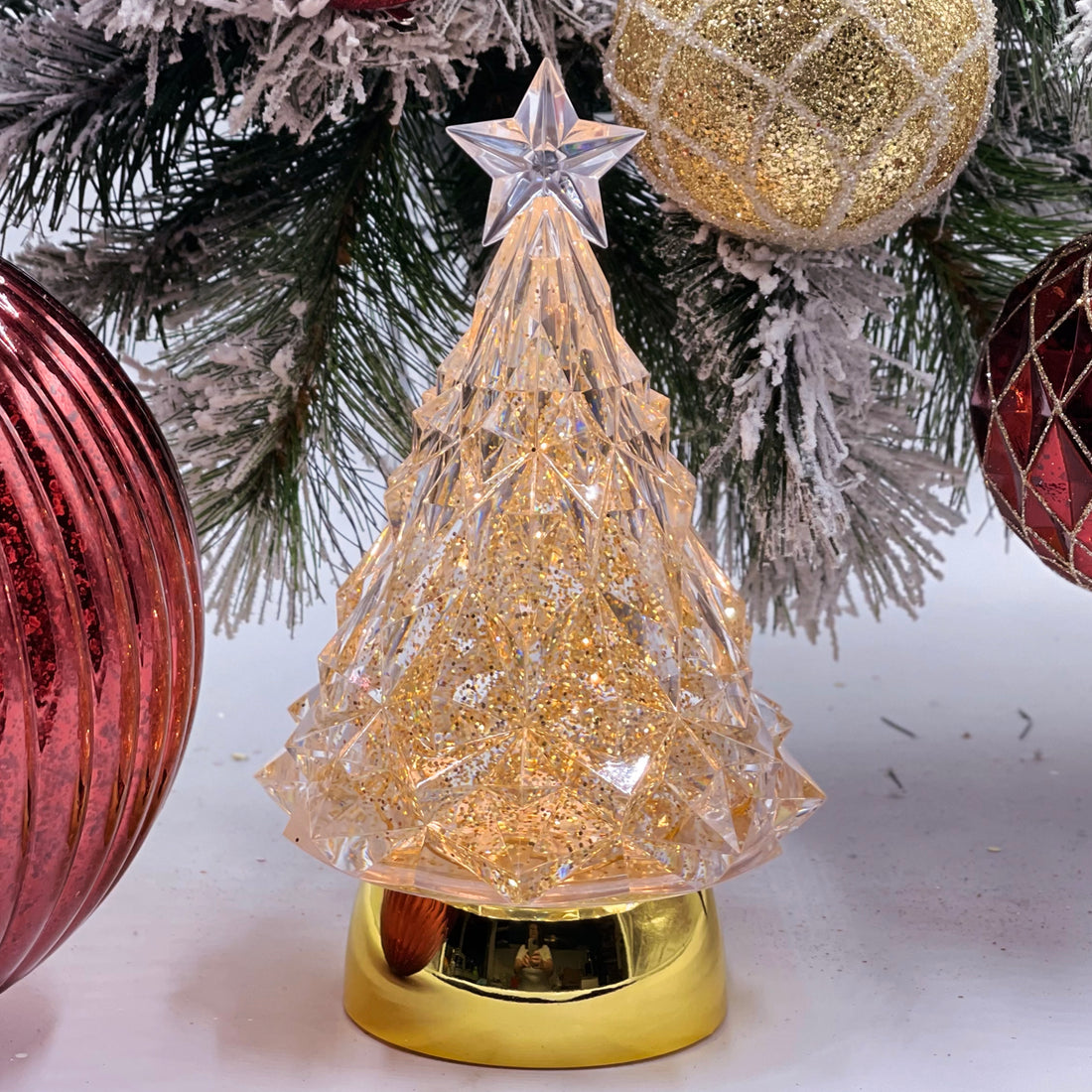 Light-Up Glitter Water Globe Tree