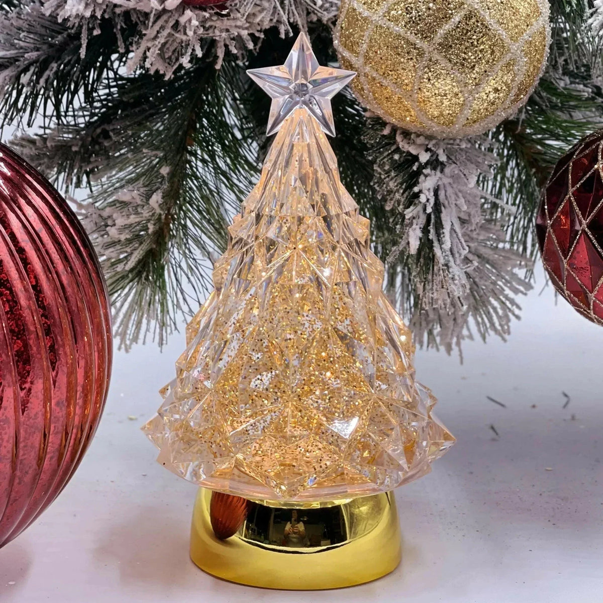 Light-Up Glitter Water Globe Tree - House Journey