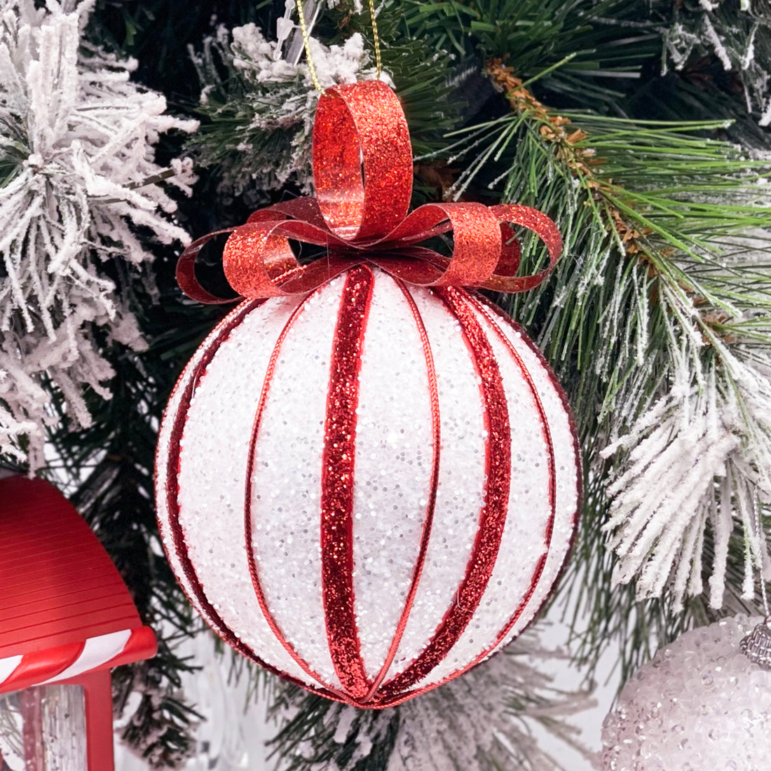 Large Wrapped Peppermint Bauble