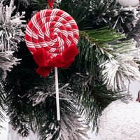 Red & White Swirl Lollypop Hanging Ornament