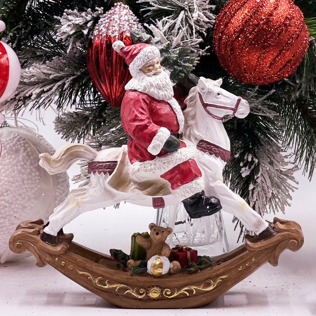 Traditional Santa On Rocking Horse