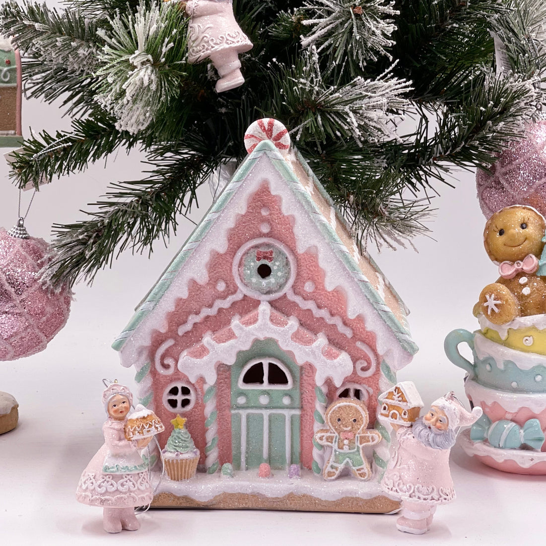 Light Up Pastel Piped Gingerbread House