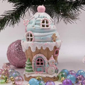 Light Up Ice Cream Turquoise Pastel Piped Gingerbread House