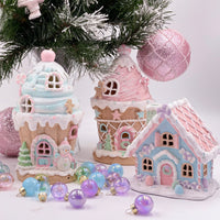 Light Up Ice Cream Pink Pastel Piped Gingerbread House