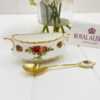 Royal Albert Vintage Old Country Roses Mustard Pot & Spoon