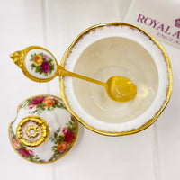 Royal Albert Vintage Old Country Roses Preserve/Jam/Sugar Pot and Spoon