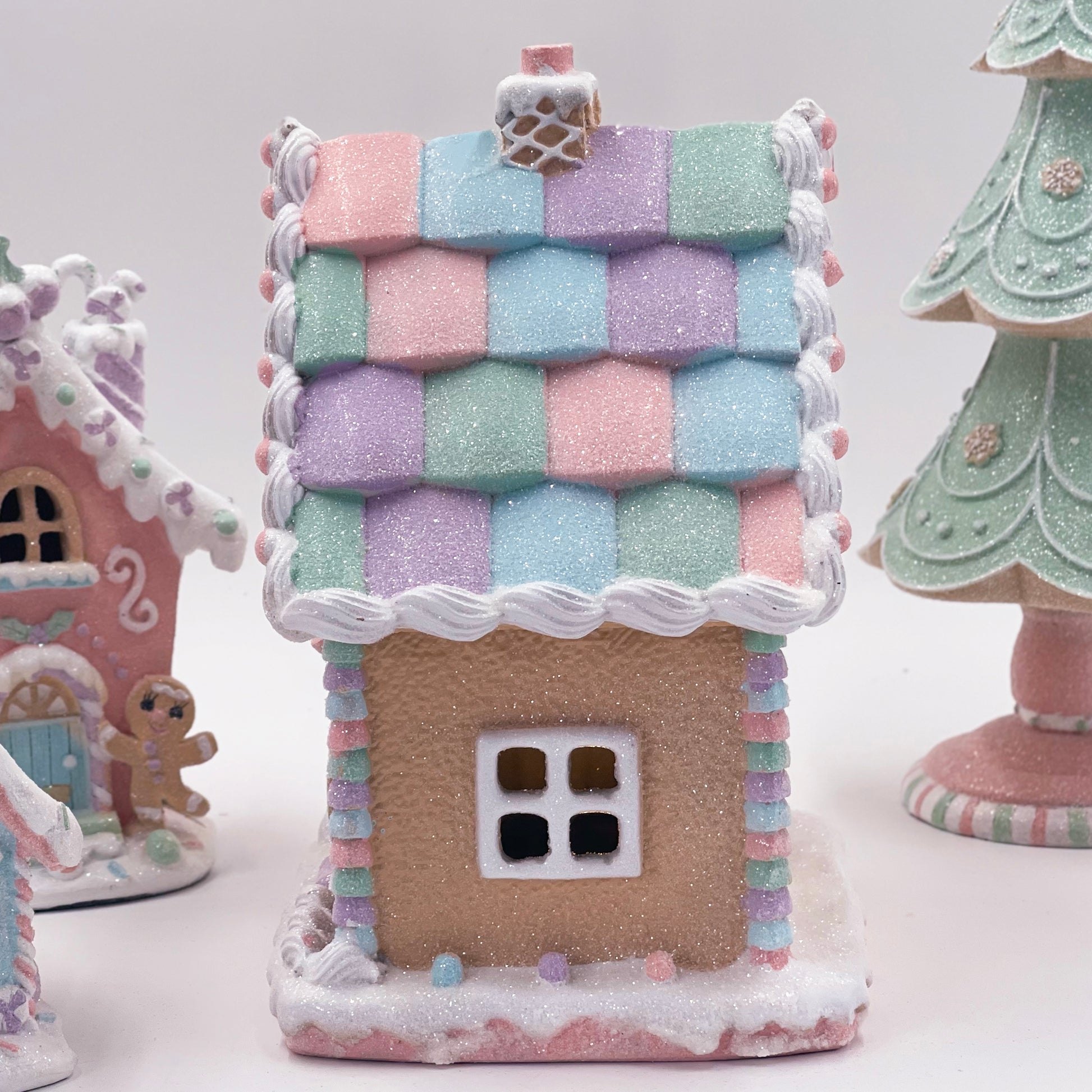 Light Up Multicoloured Pastel Piped Gingerbread House