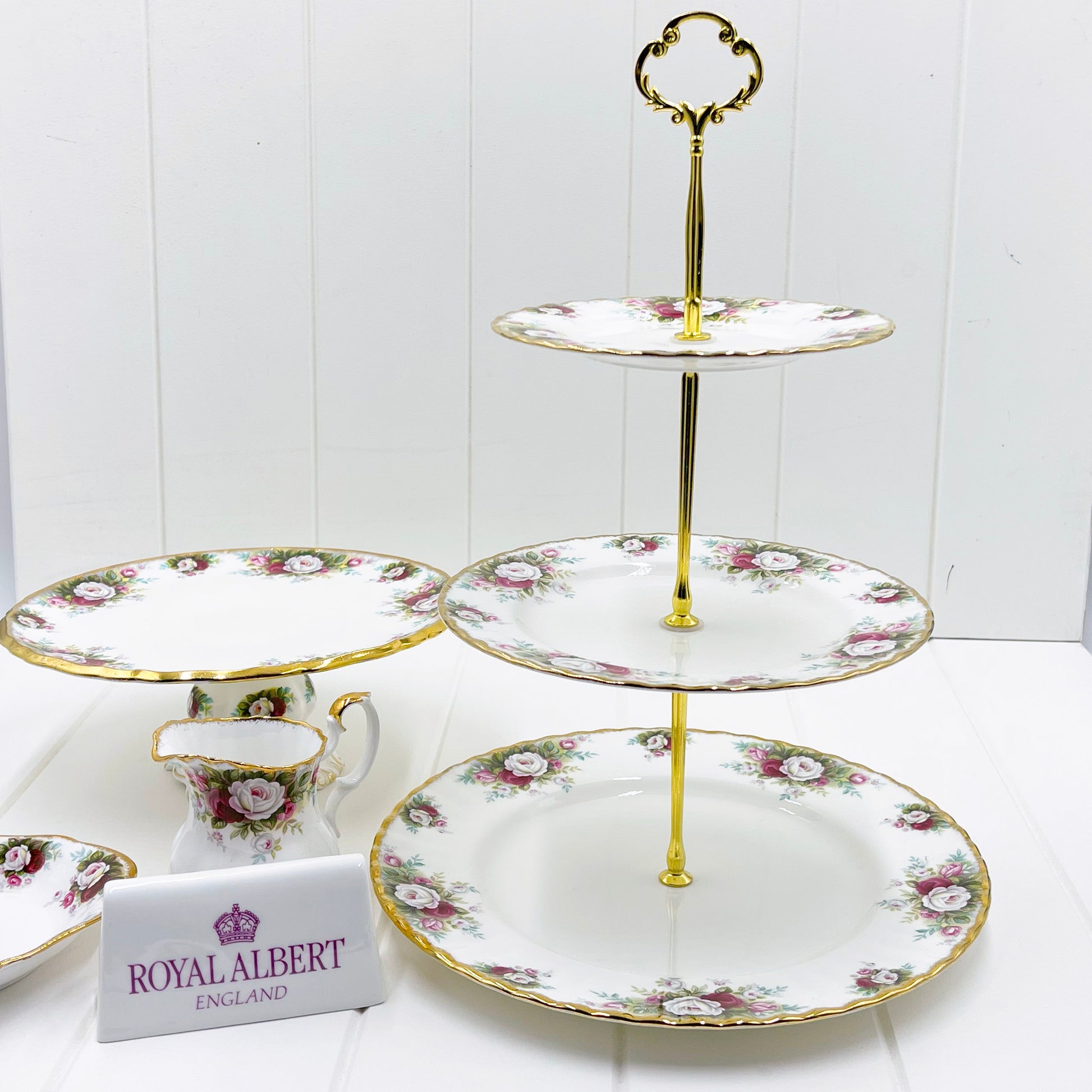 Royal Albert Vintage Celebration Sugar, Creamer and Tray