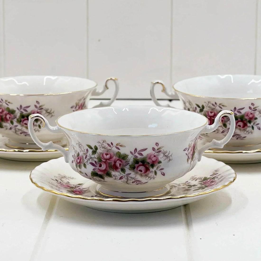 Royal Albert Lavender Rose Soup Coupe and Saucer - Exquisite Homewares 