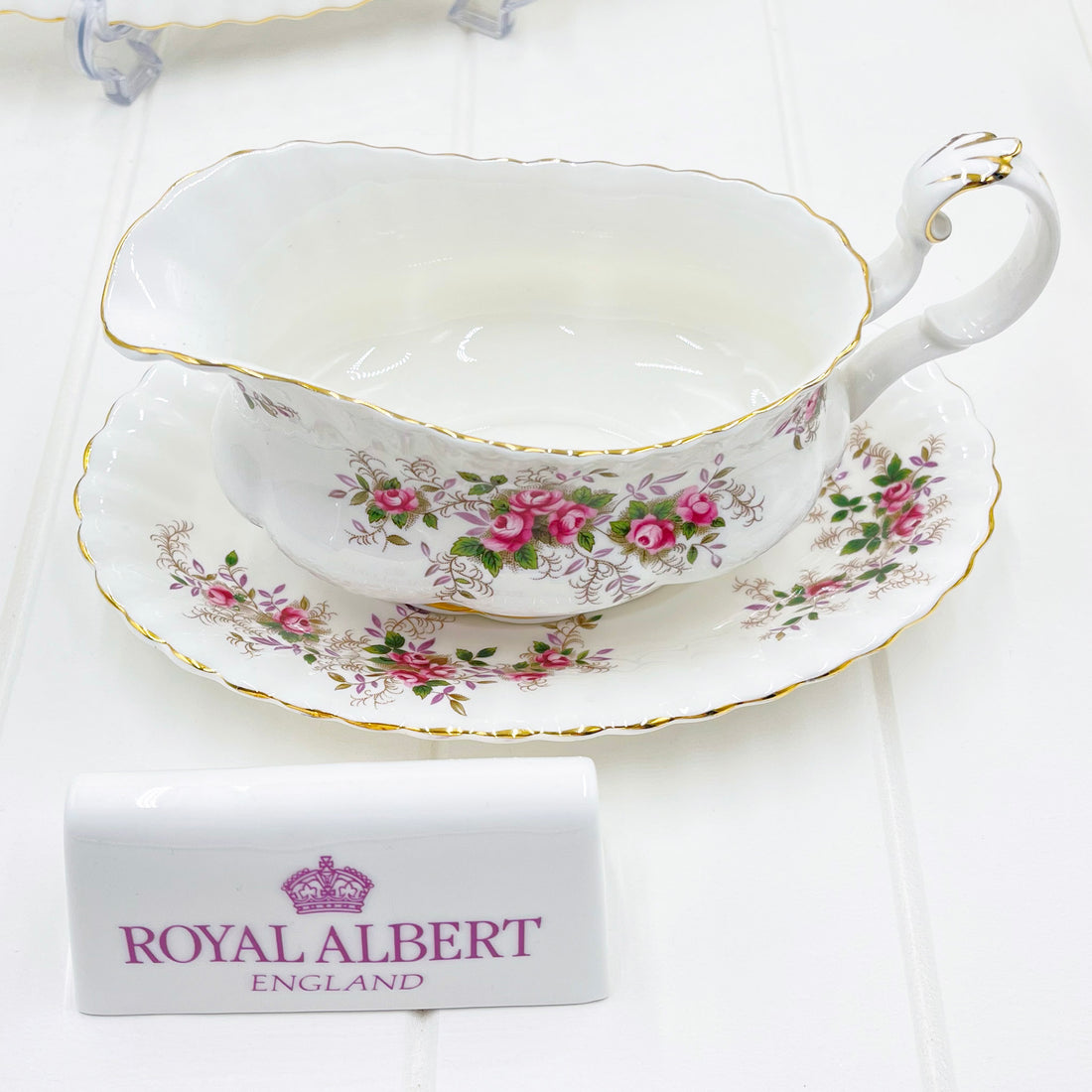 Royal Albert Vintage Lavender Rose Gravy Boat and Saucer
