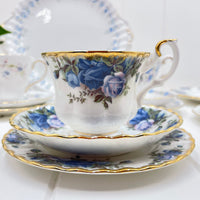 Vintage Royal Albert Moonlight Rose, Royal Tuscan, Duchess, Vale, Sheffield Crazy Blue High Tea