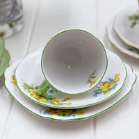 Roslyn China Vintage Green and Yellow Trio