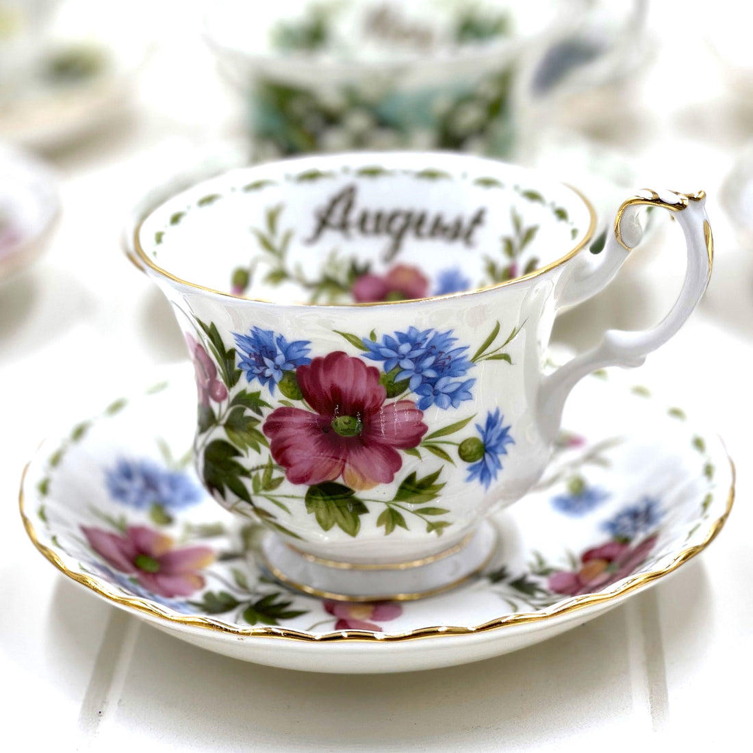 Royal Albert Vintage Flower of the Month August Poppy Duo