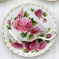Royal Albert Vintage Flower of the Month November Chrysanthemum Duo