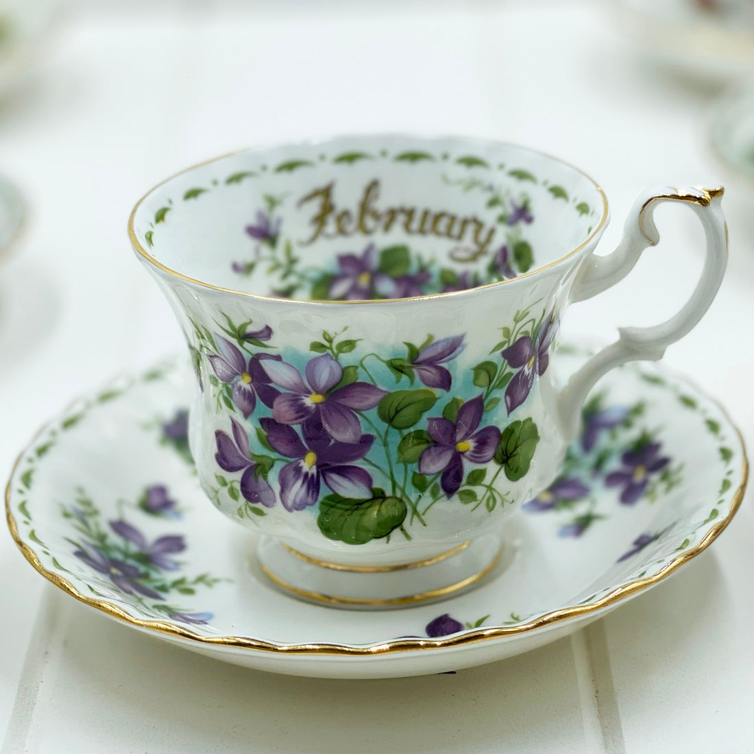 Royal Albert Vintage Flower of the Month February Violets Duo