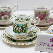 Load image into Gallery viewer, Royal Albert Vintage Flower of the Month May Lily of the Valley Trio
