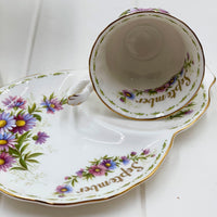 Royal Albert Vintage Flower of the Month September Michaelmas Daisy Tennis Set