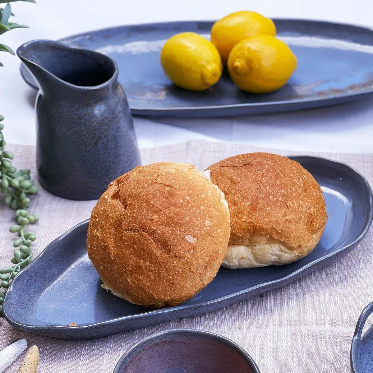 Grey-Blue Small Oval Platter - House Journey