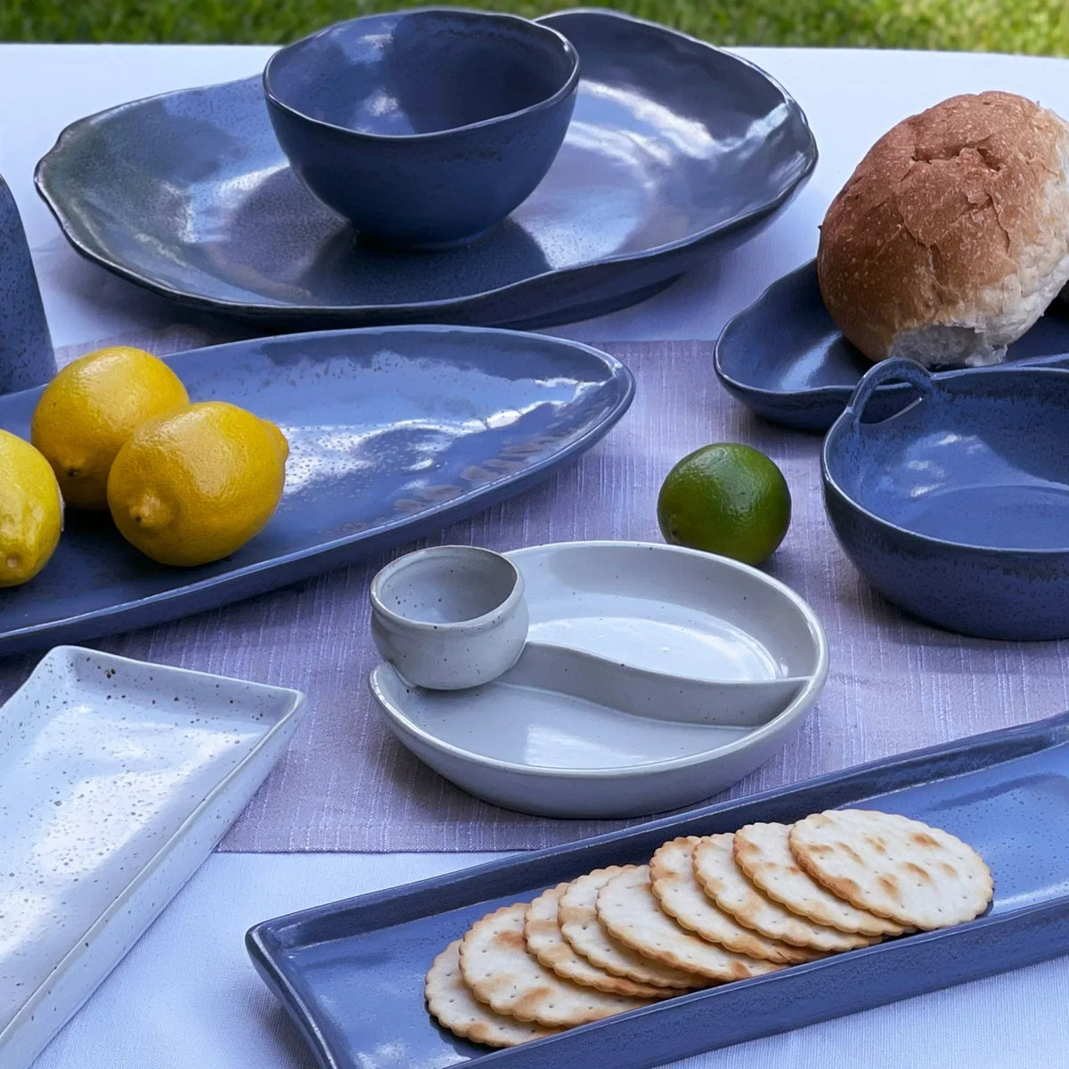 Grey-Blue Handle Bowl - House Journey