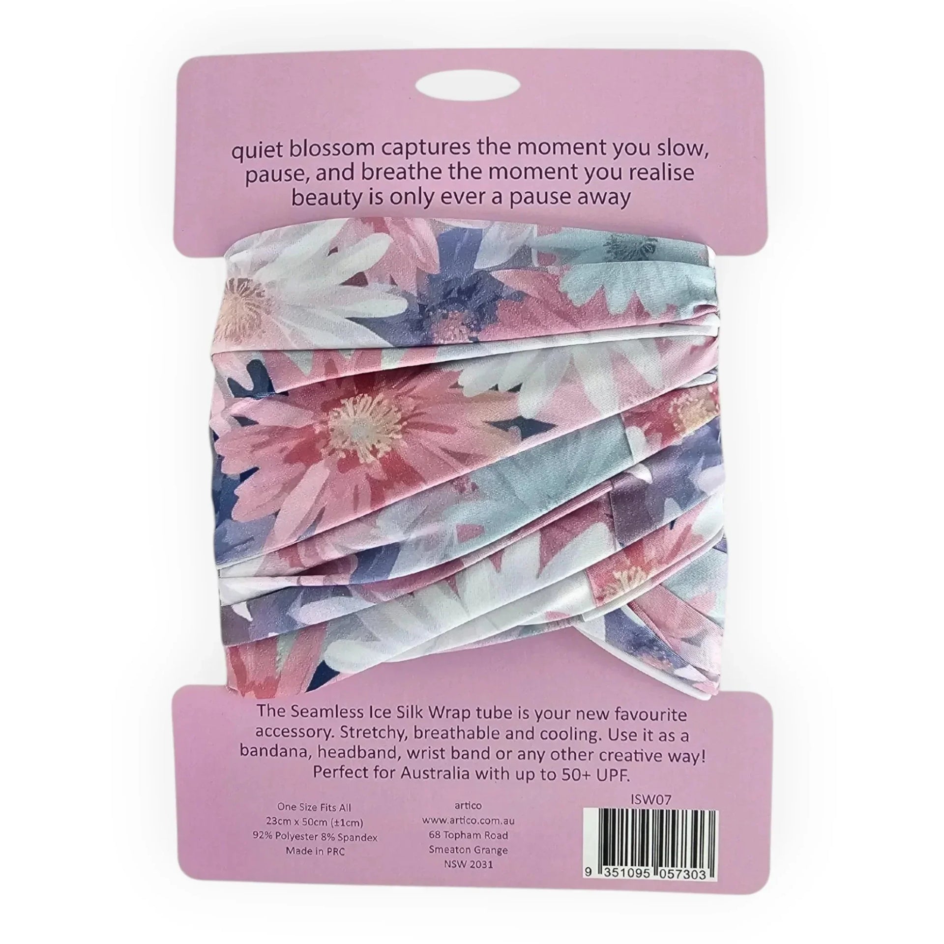 Floral ice silk wrap tube, stretchy & breathable, perfect as headband or bandana, UPF 50+ sun protection