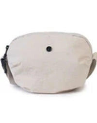 Beige fabric pouch with black button, ideal for home organization or travel essentials.