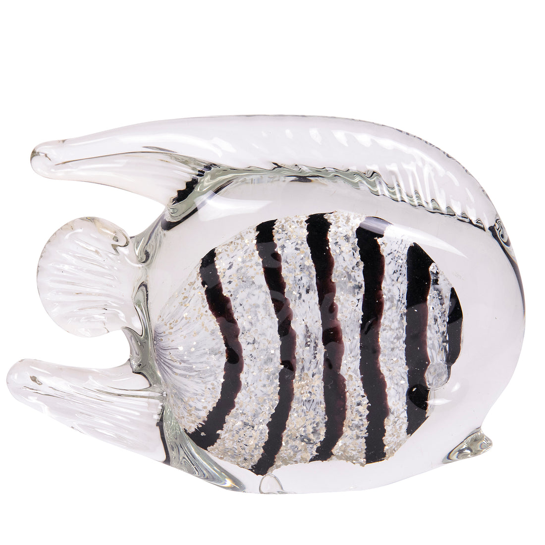 Axel Glass Fish in Black and White Stripe