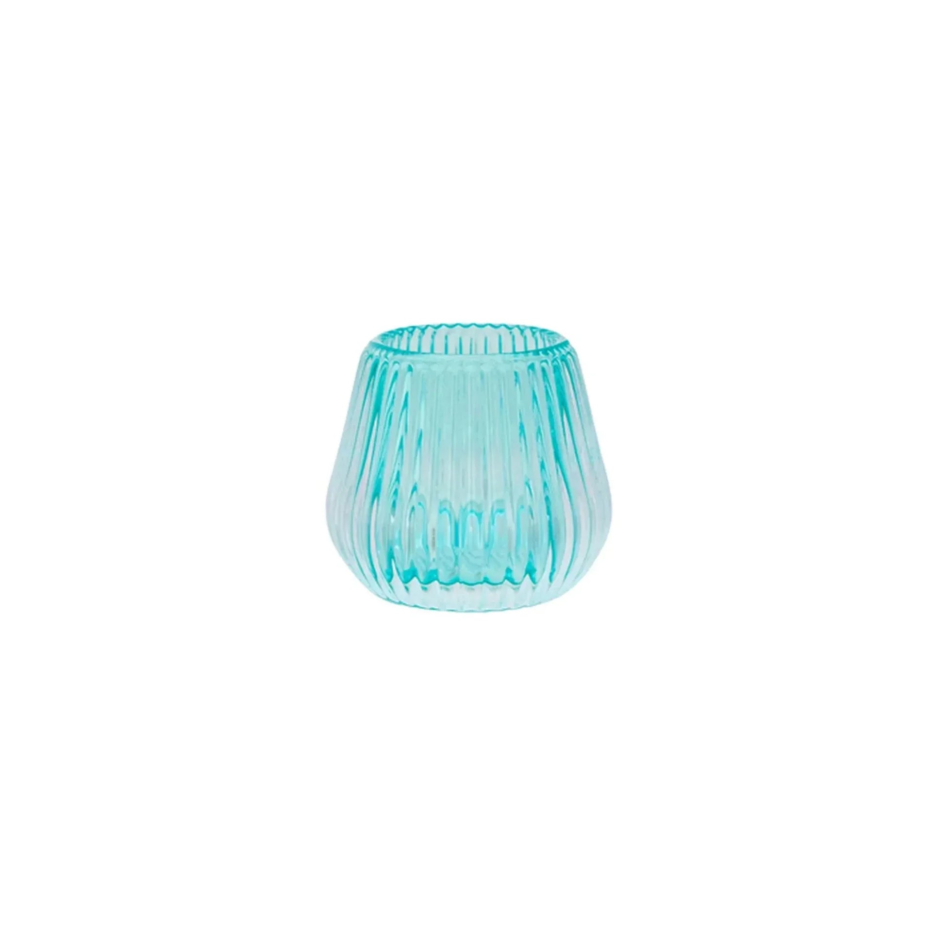 Amelia Glass Ribbed Votive Mint Small 8cm