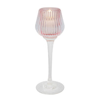 Amelia Glass Ribbed Votive Pink Large 22cm