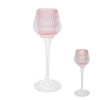 Amelia Glass Ribbed Votive Pink Large 22cm