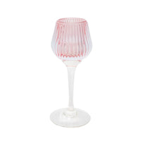 Pink ribbed glass wine goblet, elegant home décor accessory for dining or display
