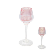 Amelia Glass Ribbed Votive Pink Medium 17cm