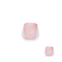 Pink ribbed glass candle holders, elegant home décor accents for vintage or modern interiors