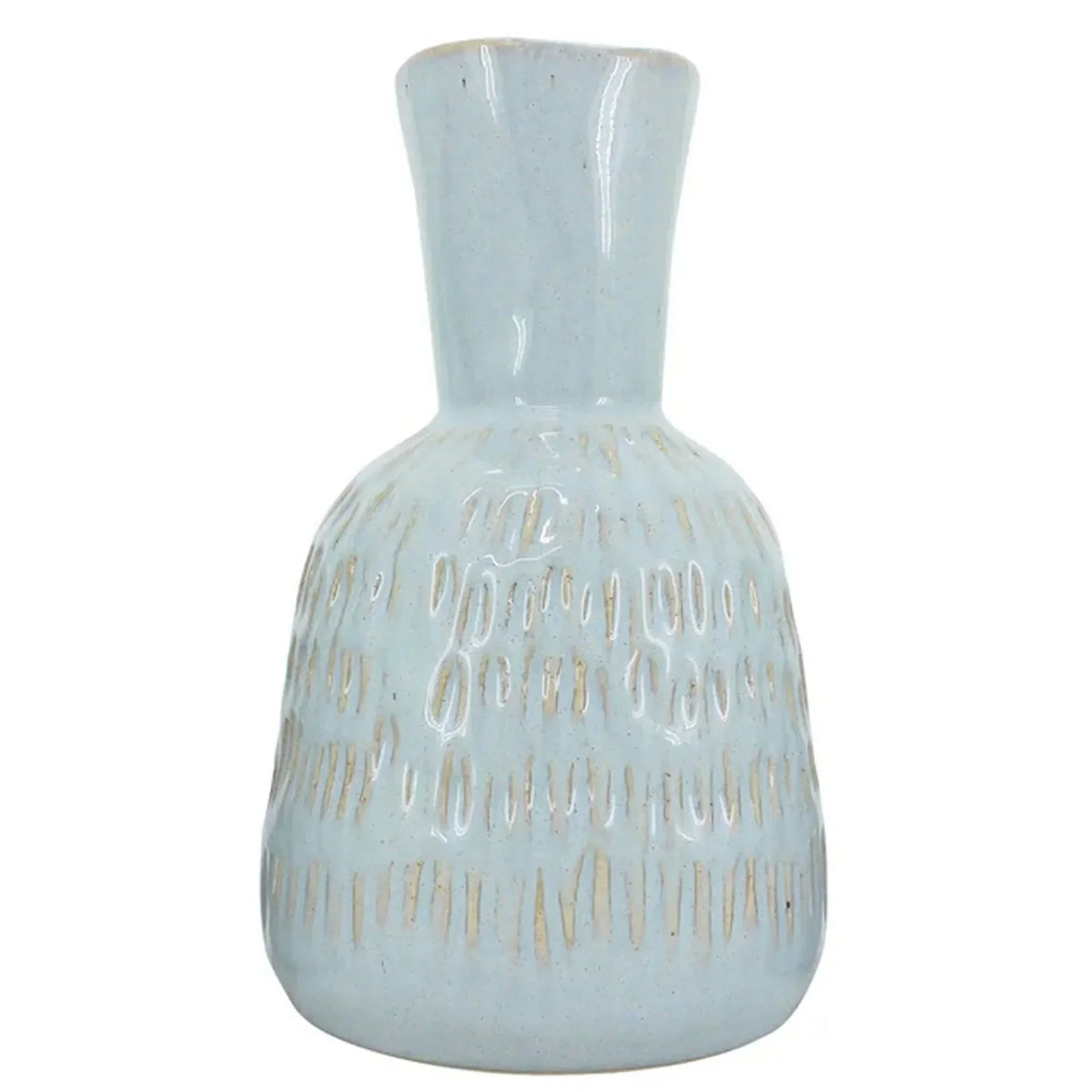 Light blue ceramic vase with textured pattern, elegant home décor accent piece