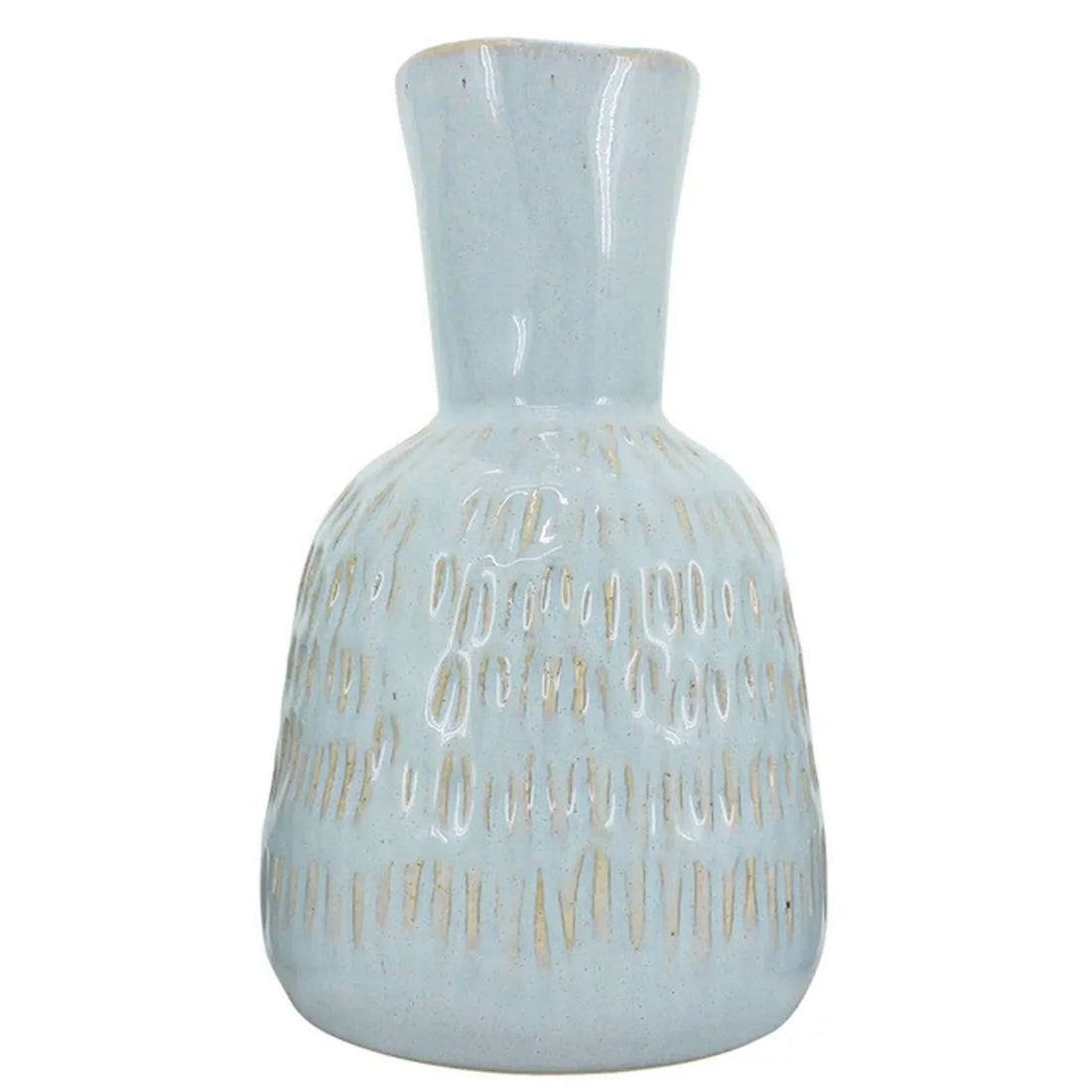 Light blue ceramic vase with textured pattern, elegant home décor accent piece
