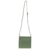 Pierre Cardin Leather Diamond Pattern Embossed Cross-Body Bag in Sage