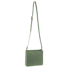 Load image into Gallery viewer, Pierre Cardin Leather Diamond Pattern Embossed Cross-Body Bag in Sage
