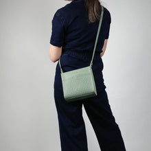 Load image into Gallery viewer, Pierre Cardin Leather Diamond Pattern Embossed Cross-Body Bag in Sage
