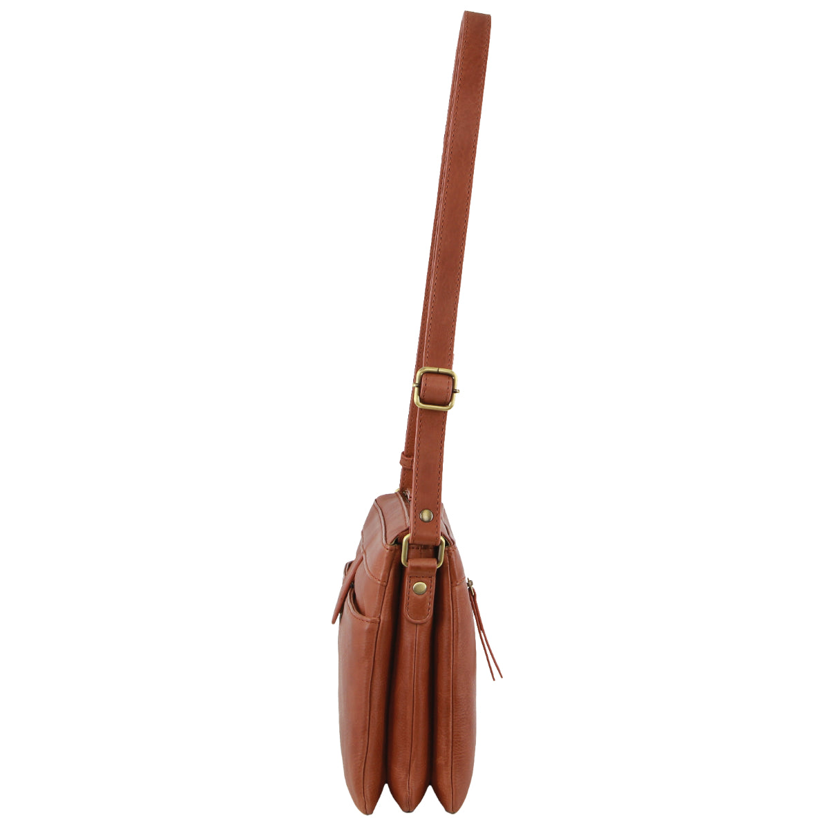 Pierre Cardin Leather Layered Style Crossbody Bag in Tan