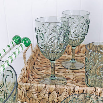 Acrylic Scollop Sage Green Wine Glass