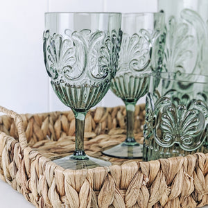 Acrylic Scollop Sage Green Wine Glass