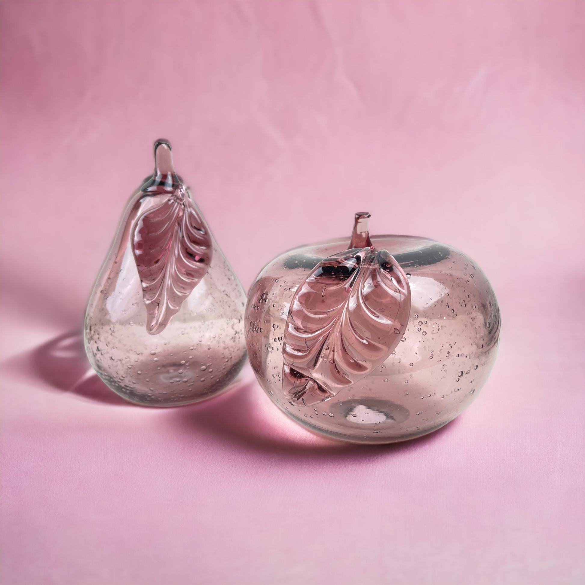 Charming Pink Glass Fruit Set