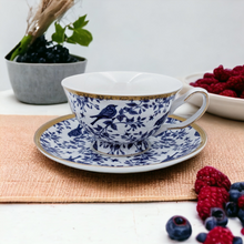 Load image into Gallery viewer, Blue Bird Cup &amp; Saucer Set
